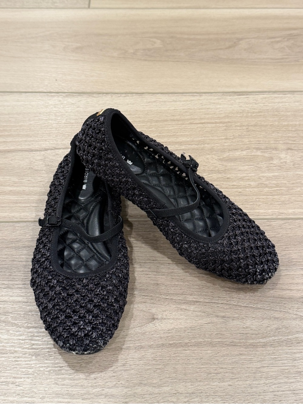 Birdies The Hummingbird Mary Jane Ballet Flats Shoes Black open weave Size 7.5